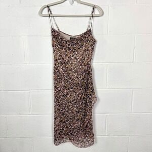 VTG BCBG Silk Dress Y2K Pink Floral Asymmetric Hem Fairy Sheer Ethereal Dainty 8